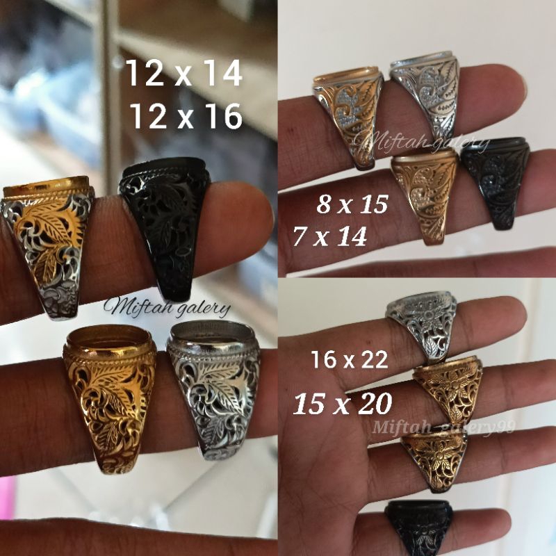 Emban cincin titanium super motif ukir 16x22 12x14 12x16 8x15 7x14 15x20