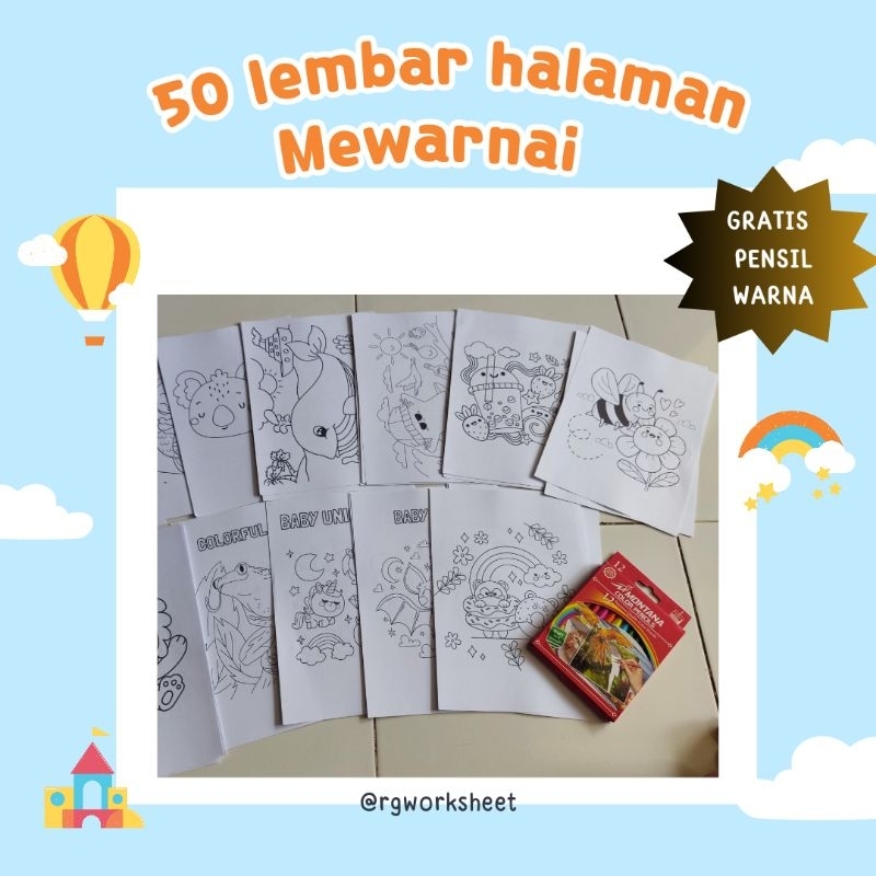 

50 lembar mewarnai gratis pensil warna