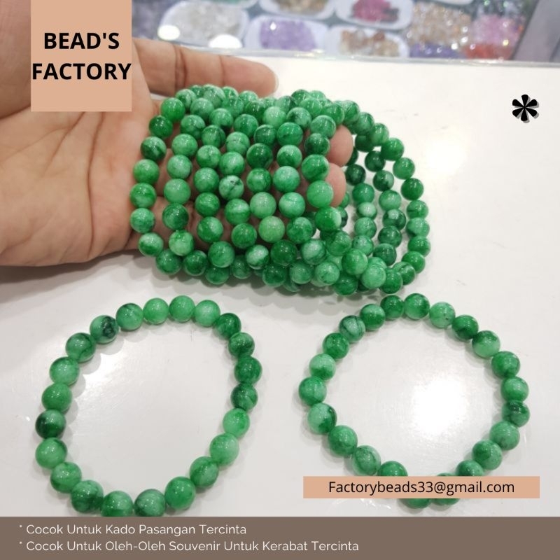 Gelang Giok Salju Batu Alam Hijau Grosir