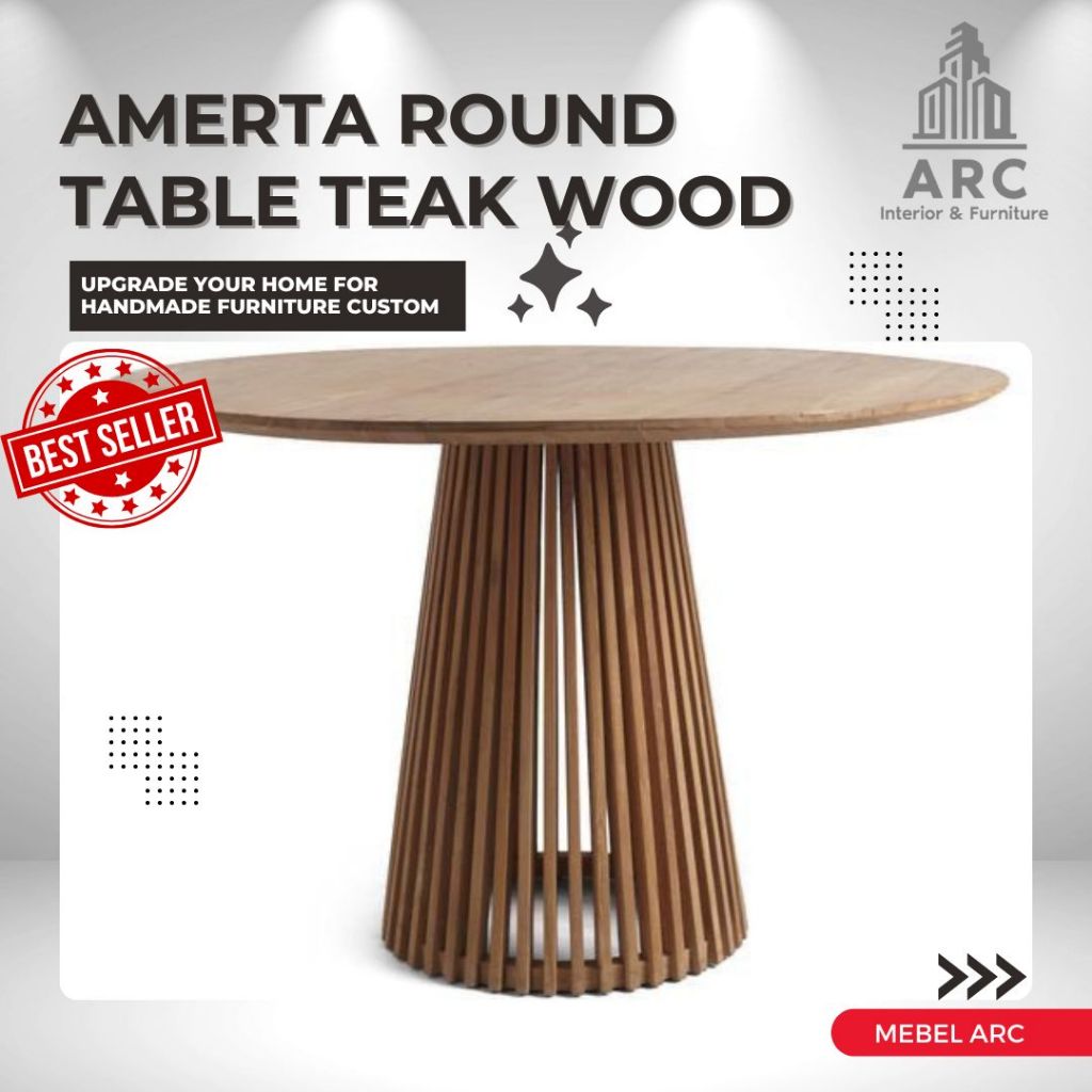 Coffee Table Bundar Kayu Jati / Meja Bar Kayu Jati Bundar