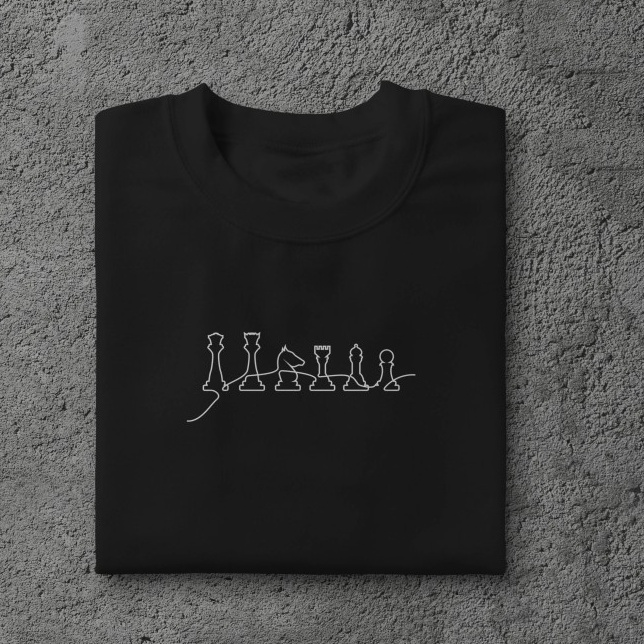 Miliki  Tshirt Pecinta Catur Line Art Catur Kaos Pemain CaturKaos Chess  Hitam S