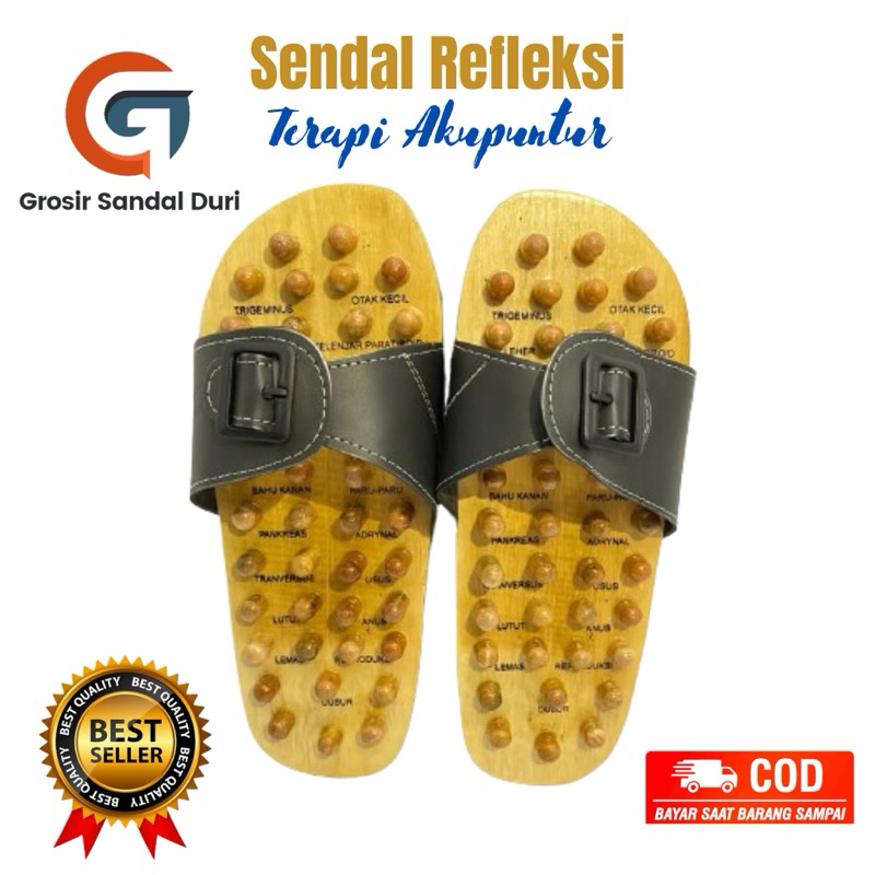 Sandal Kayu Kesehatan Sendal Refleksi Rematik Pria dan Wanita Sandals Bakiak Duri Terapi Reumatik Re