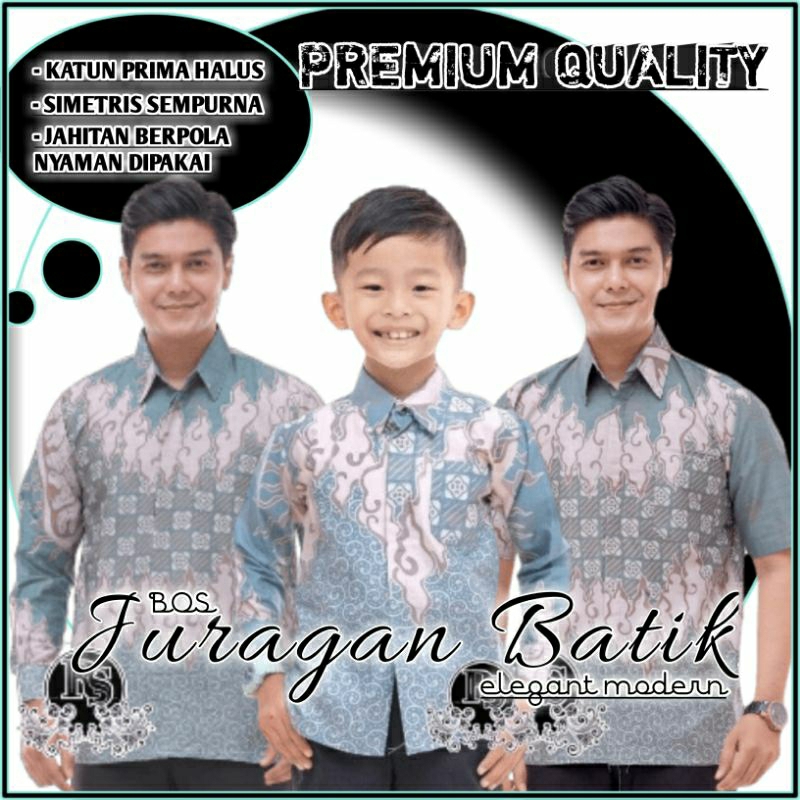 Batik Couple Ayah Dan Anak Cowok - Batik Couple Ayah Anak Laki-laki - Kemeja Batik Pria Hijau Sage