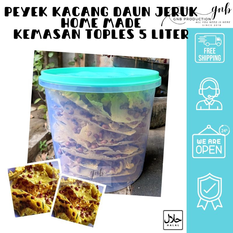 

PEYEK KACANG BUMBU DAUN JERUK HOME MADE KEMASAN TOPLES 5 LITER