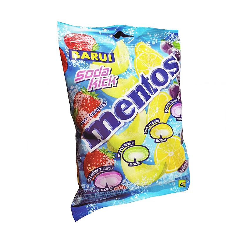 

Mentos Soda Kick - Permen Butir isi Soda - 120 gr Zak