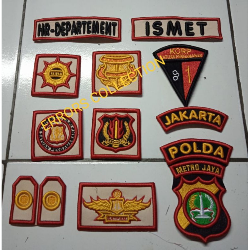 Atribut satpam lengkap terbaru.bordir logo satpam terbaru.atribut satpam terbaru warna cream
