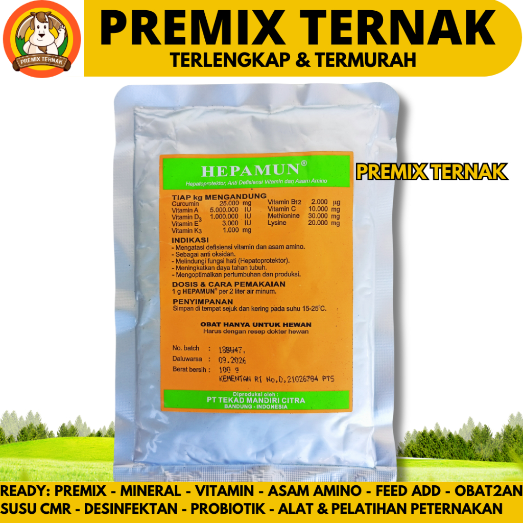 HEPAMUN 100 GRAM - Hepatoprotektor Curcuma Asam Amino Perbaiki Fungsi Hati Ternak Ayam Unggas - Vita