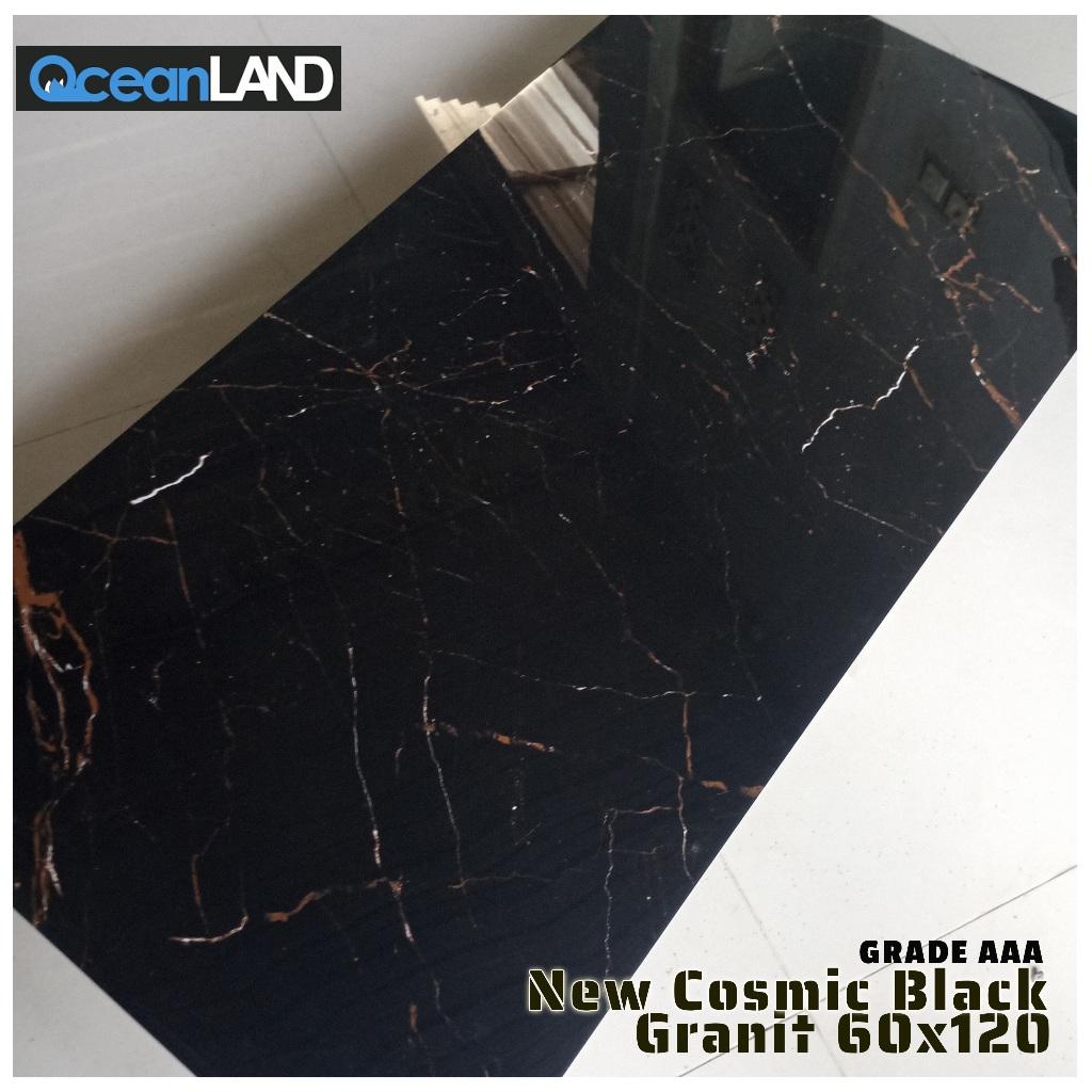 Granit lantai 60x120 Marmer Hitam Cosmic Glossy Original Granite Tile Grade AAA Termurah