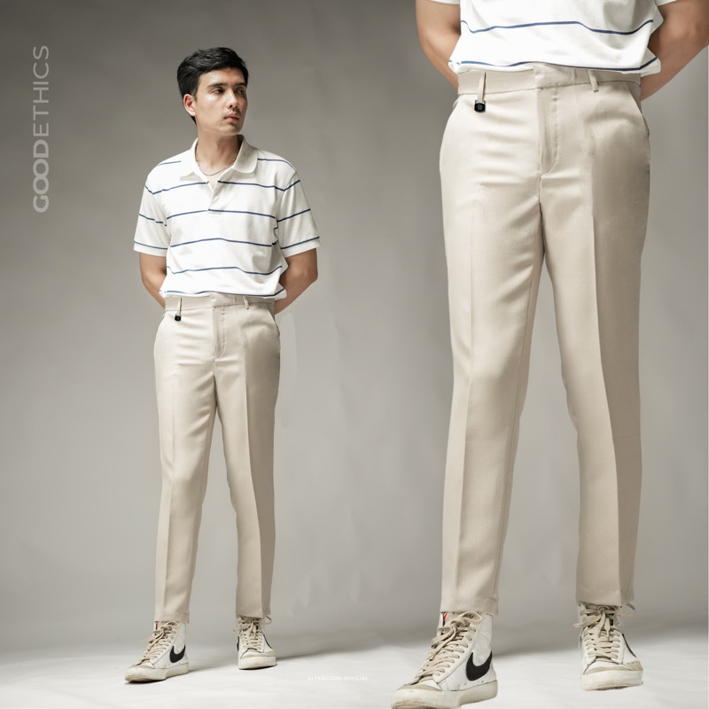 GOODETHICS - Celana Bahan Formal Pria Slim Fit