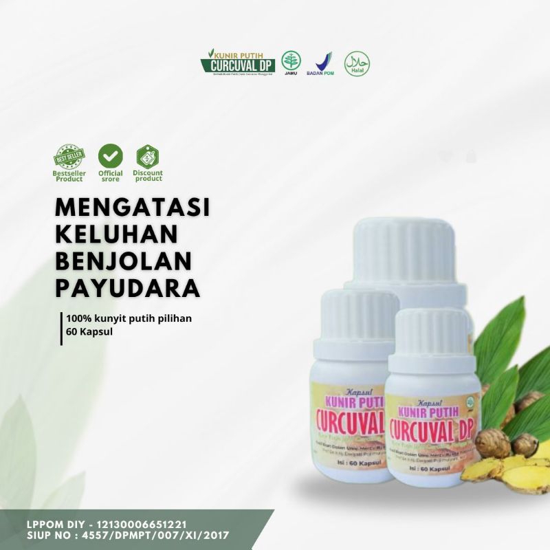 KUNYIT PUTIH CURCUVAL DP -  OBAT HERBAL BENJOLAN  PAYUDARA TUMOR PAYUDARA KANKER PAYUDARA- KISTA PAY