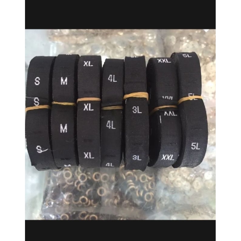 

Label bordir hitam 600pcs(.size S M L XL XXL XXXL 2L 3L 4L 5 L)