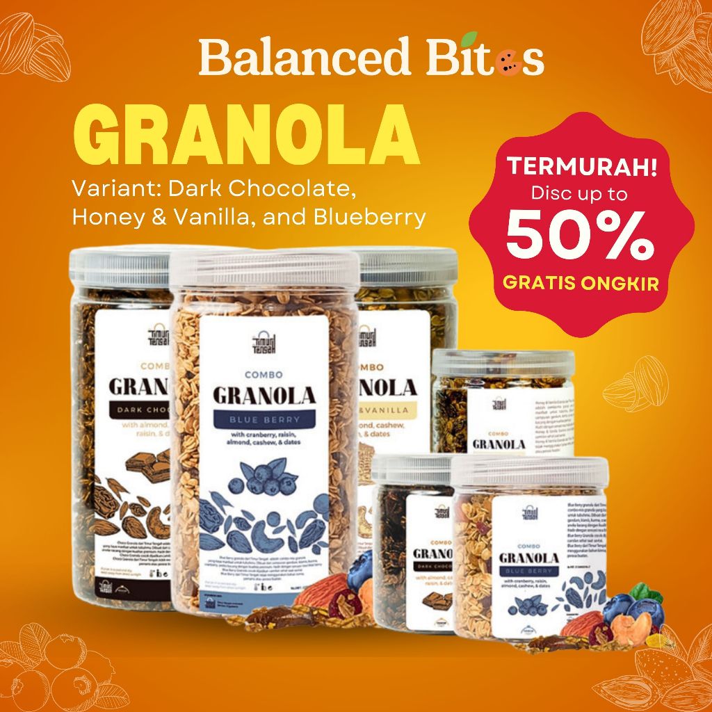 

PROMO Granola Timur Tengah 500gr, 250gr, dan 125gr. Sereal Sarapan Sehat. Oat, kismis, almond, dll