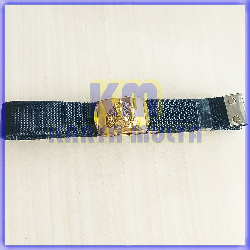 Sabuk Logo Polri - Ikat Pinggang Dinas Logam Kuningan Murah - Karya Mulya