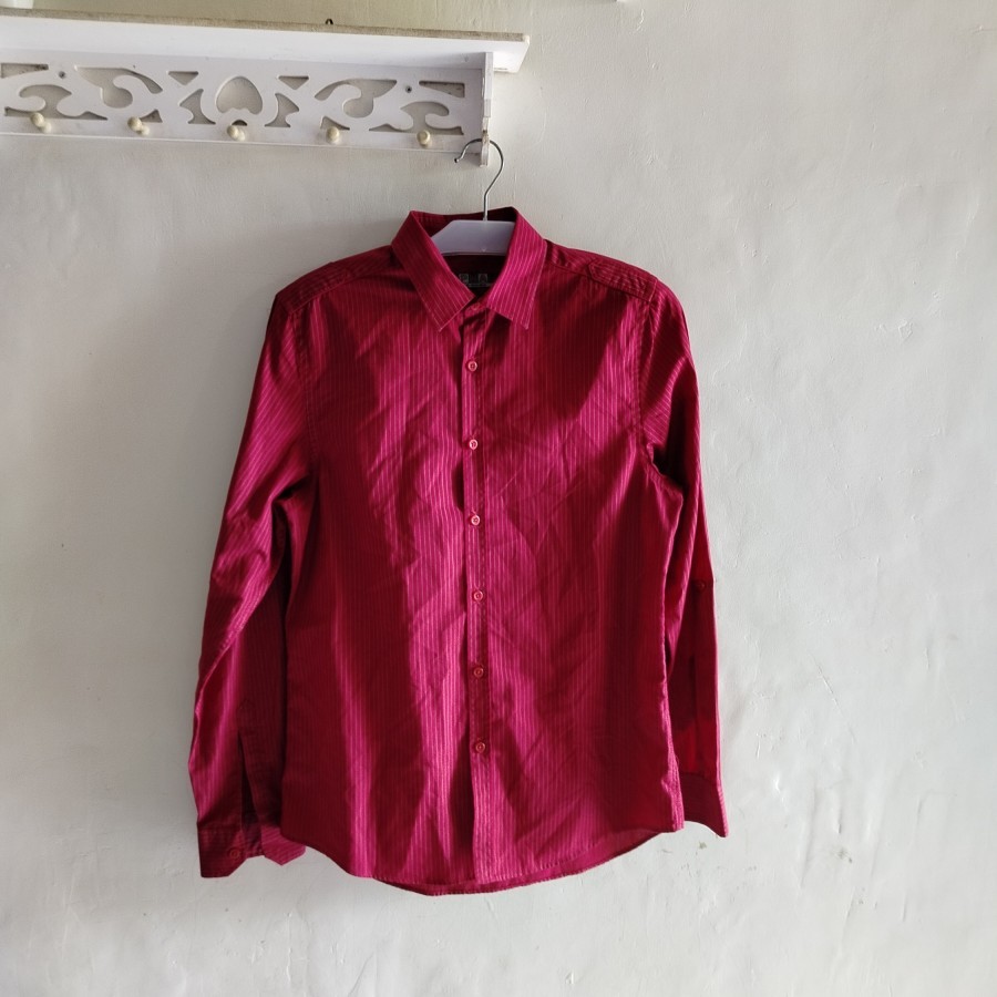 KEMEJA pria TOPMAN merah salur second