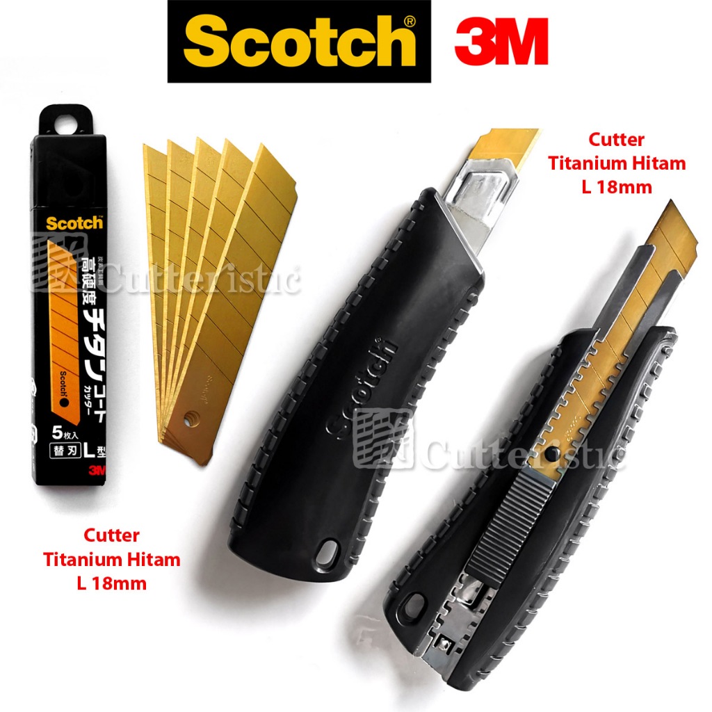 

Cutter Emas, Scotch 3M 18mm Titanium Blade Besar