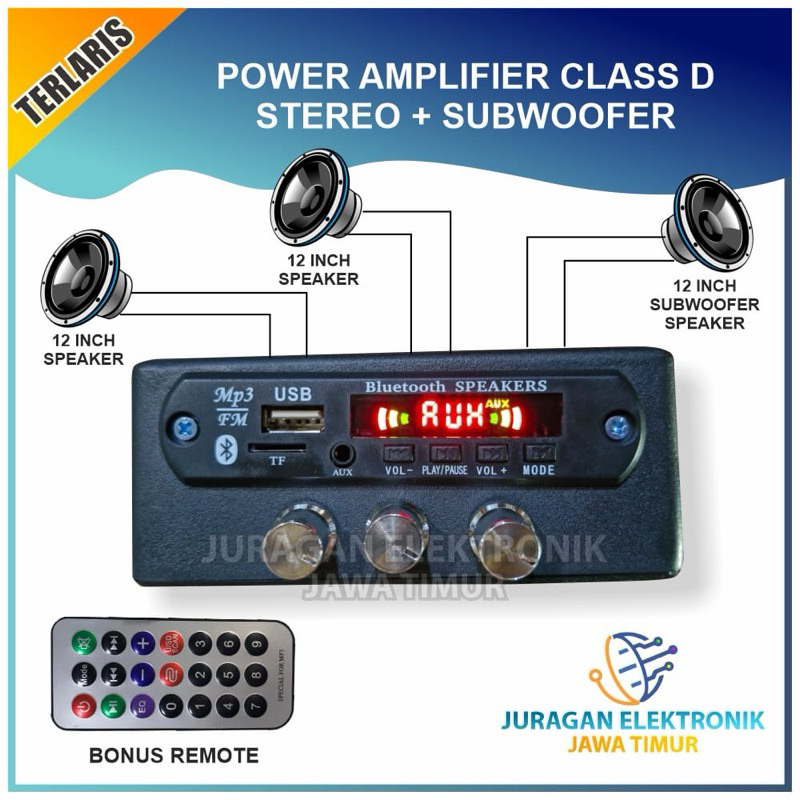 POWER AMPLIFIER CLASS D DIGITAL AUDIO TPA3116D2 2.1 SUBWOOFER SPEAKER 1224V 2x50W 1x100W