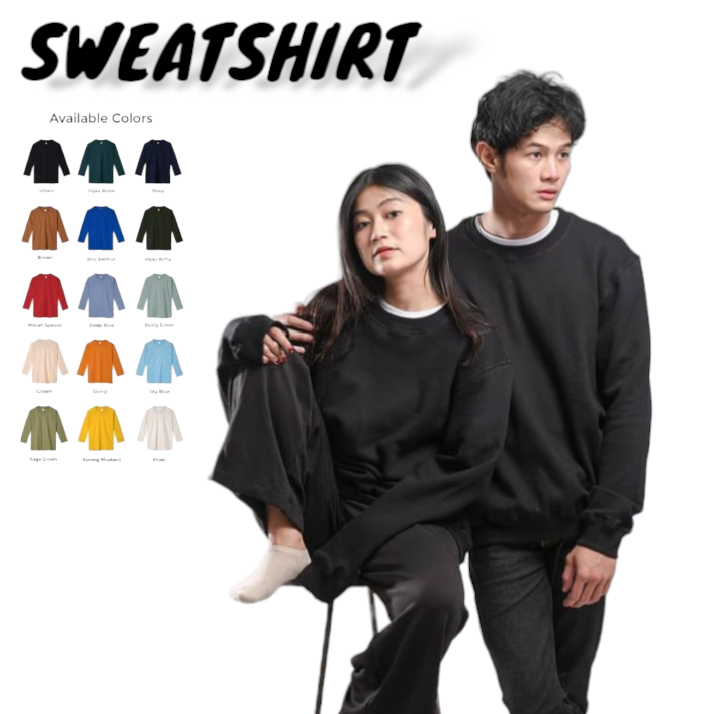 SWEATSHIRT BASIC CREWNECK POLOS SWEATER CREWNECK BASIC JUMBO DEWASA UNISEX XXL