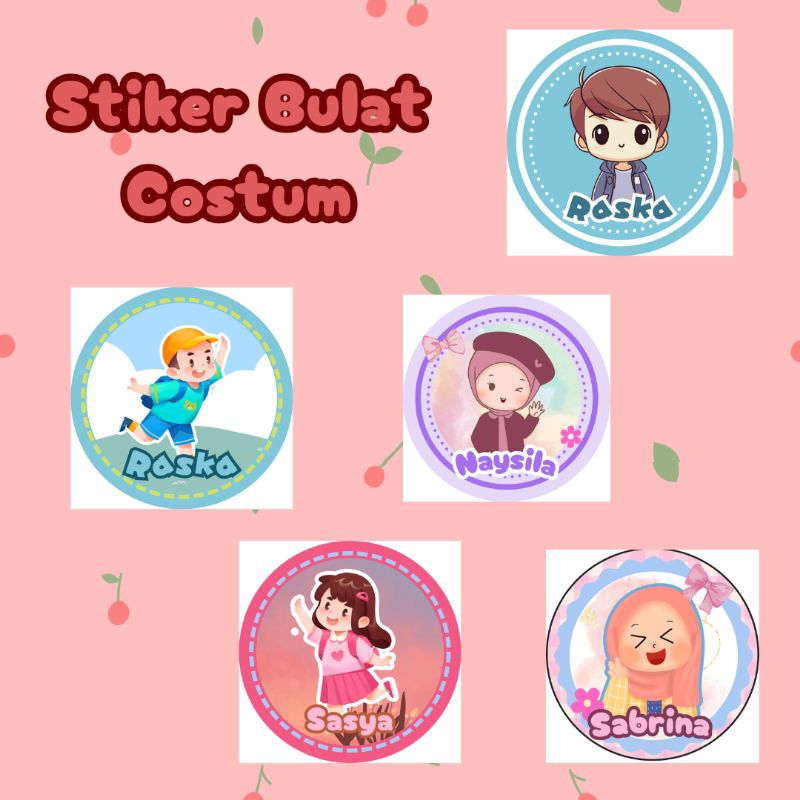 

Stiker nama | Stiker Bulat | Stiker Costum diameter 5 cm isi 40 pcs