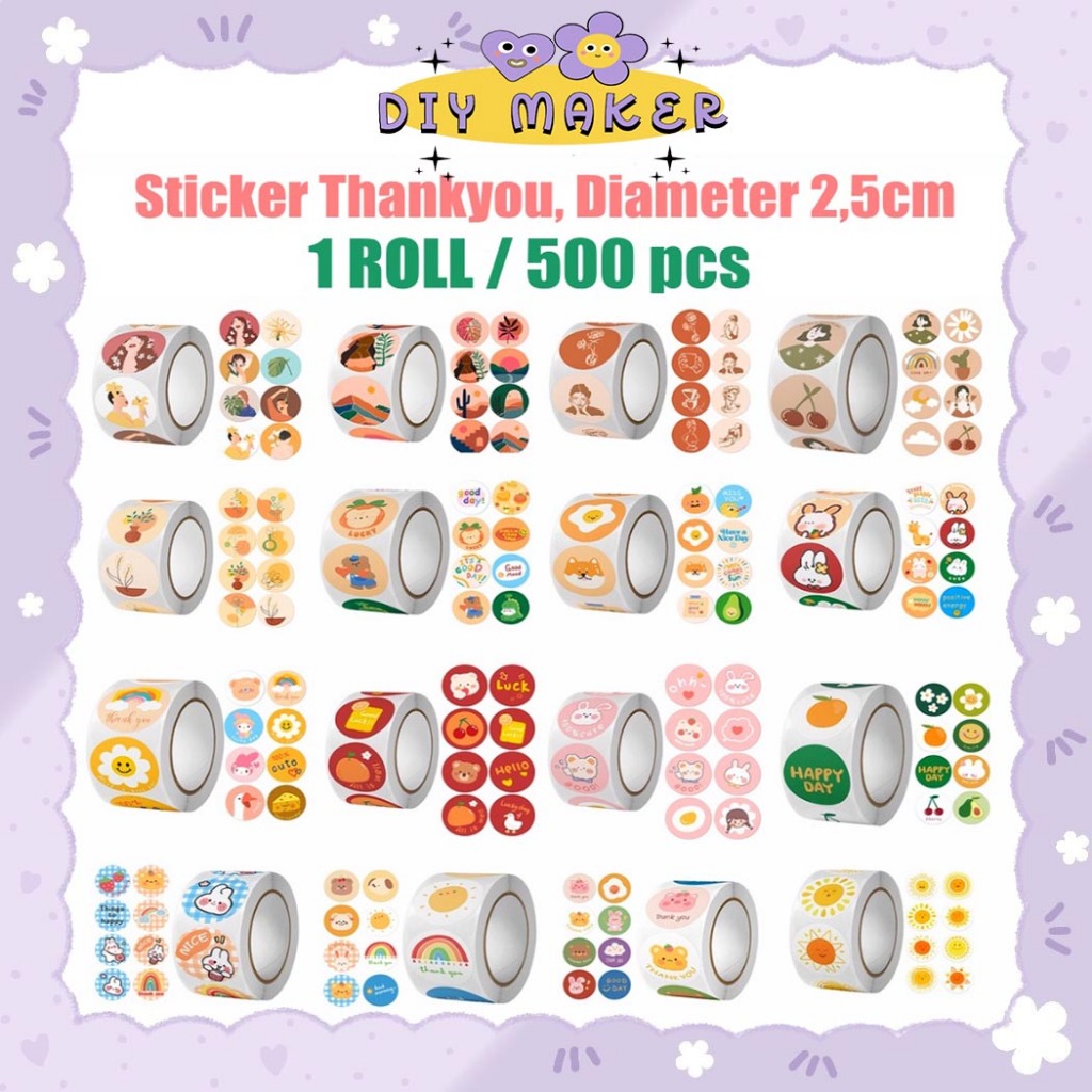 

DM Stiker 1 Roll Isi 500 Pcs Thank You Label Bulat Ucapan Untuk Packing Makanan Stiker Selamat Makan