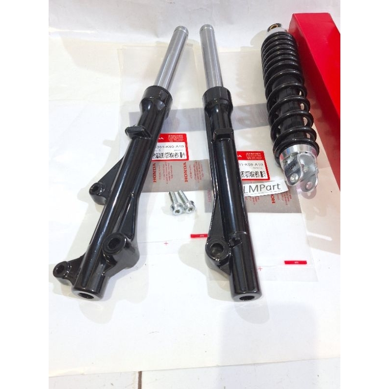 Shockbreaker belakang K59 plus as shock+tabung depan bonus baut kaliper Honda Vario 150 tinggal pasa