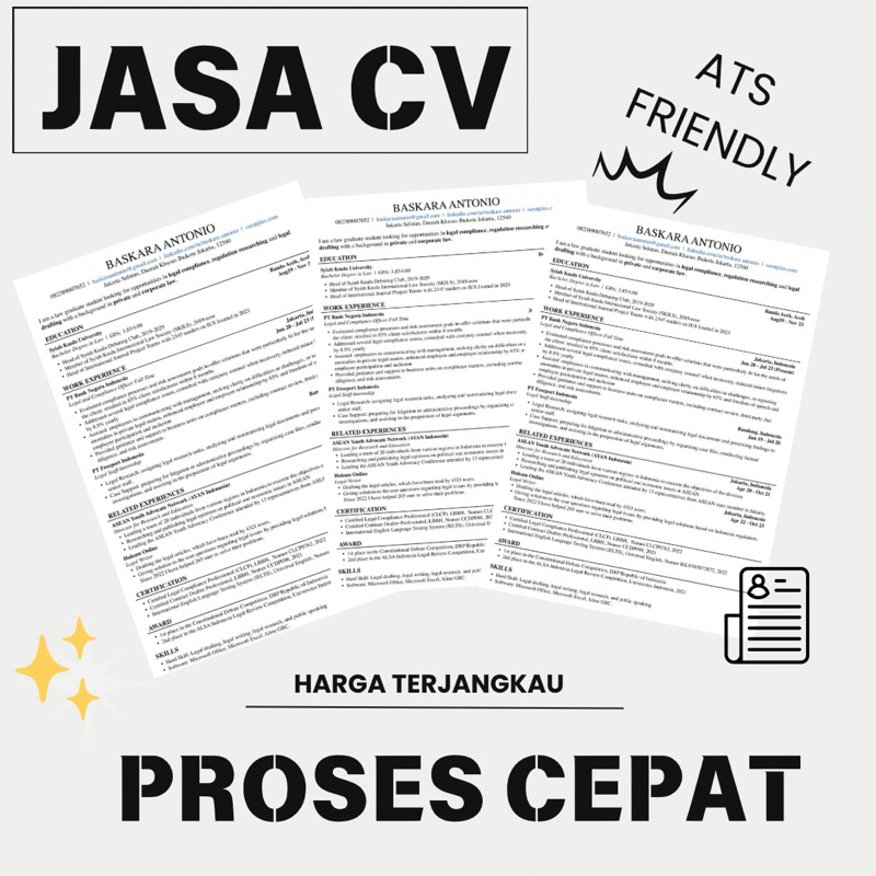 Jasa Pembuat CV ATS | Jasa Desain CV | JASA CV | CV ATS | CV CREATIVE