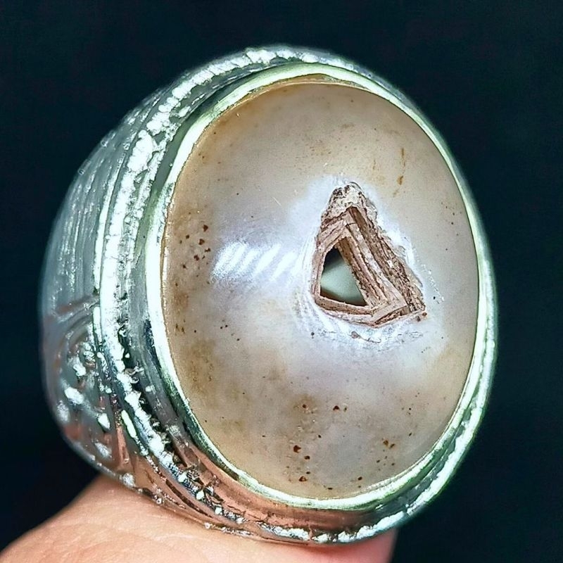 Cincin batu akik asli sulaiman combong segitiga top hq natural (asli alam)