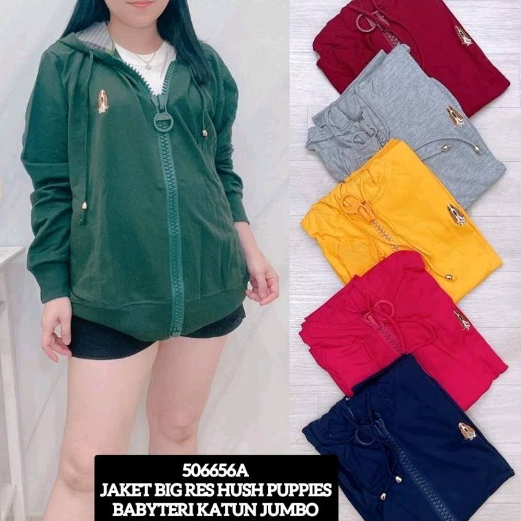 Jaket Logo Bordir Sleting Besar Wanita Jumbo 5XL - Jaket Kaos Extra tebel / Jkshopee