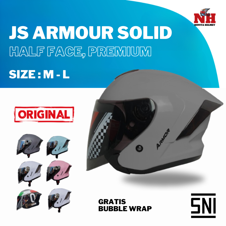 JS Armour Solid Helm Original 100% SNI Helem Half Face