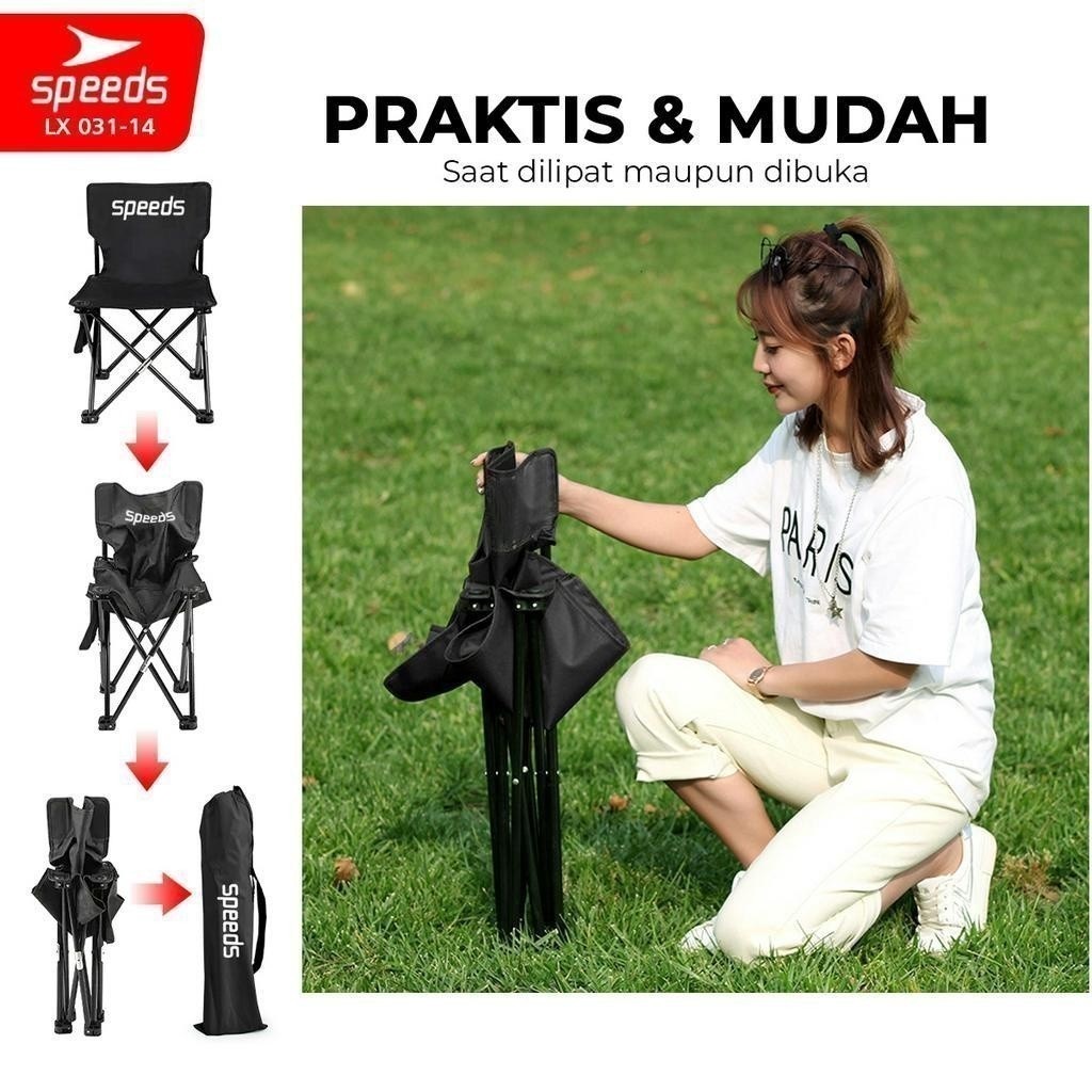 [READY] SPEEDS Kursi Lipat Outdoor Serbaguna Kursi Lipat Camping Portable Bangku Lipat Warna HITAM X