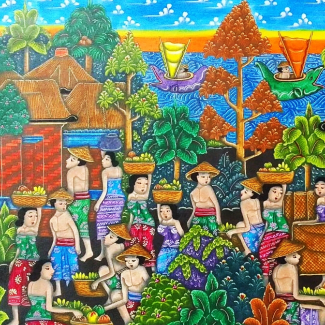 Lukisan Pasar Tradisional Bali