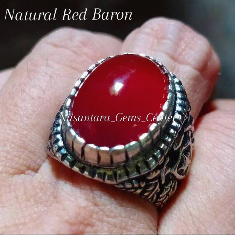 Cincin Pria Batu Akik Red Baron Kristal
