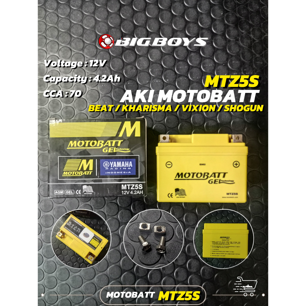 AKI MOTOBATT MTZ5S AKI KARISMA/VIXION FULL KERING/AKI KERING 12 V/4.2 AH MOTOBATT