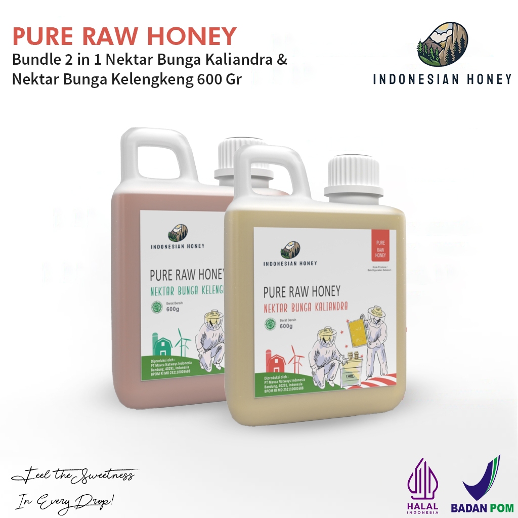 

Indonesian Honey Bundling 2 In 1 Madu Nektar Bunga Kaliandra & Kelengkeng 600gr