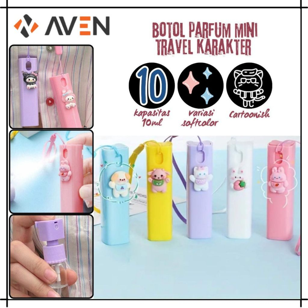 AVEN Spray Bottle Refillable Mini Size Travel 10 ml / Botol Isi Ulang Pump Parfum Toner Handsanitize