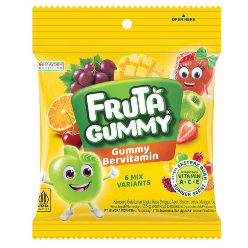 

Fruta Gummy Permen Gumi Jeli Bervitamin Rasa Buah 25 Gram