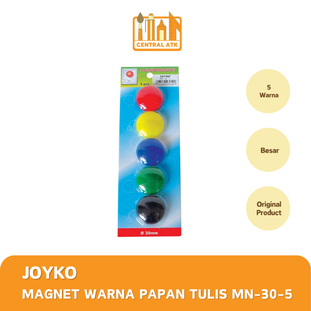 

MAGNET WARNA PAPAN TULIS WHITEBOARD / KULKAS JOYKO MN-30-5 (ISI 5 WARNA)