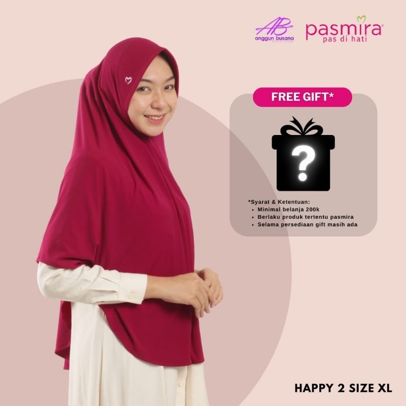 JILBAB PASMIRA HAPPY 2 XL // bergo pasmira hijab jilbab instan bahan jersey