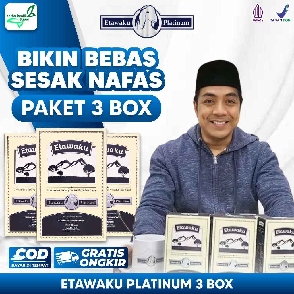 

ETAWAKU PLATINUM 3 BOX PAKET HEMAT SUSU KAMBING ETAWA LANCARKAN PERNAFASAN KOKOHKAN TULANG