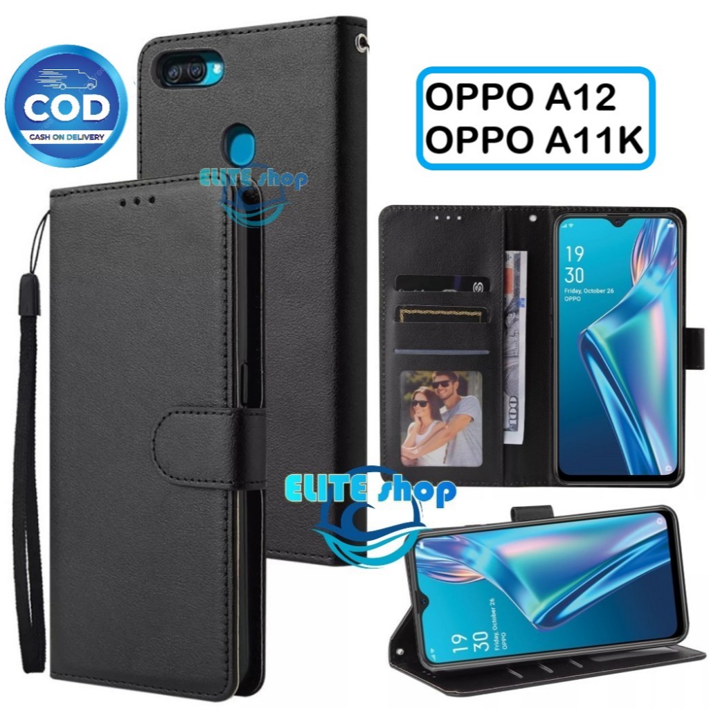 Flip Case OPPO A12 / OPPO A11K Case Wallet Kulit Casing Dompet Case Wallet Leather Flip Case OPPO A1