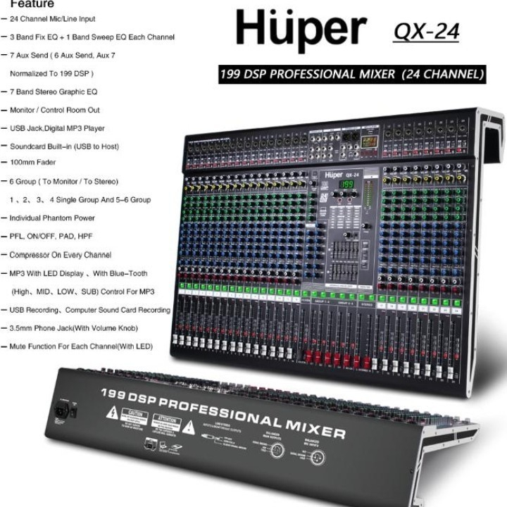 Huper QX-24 Professional Mixer Audio 24 Channel