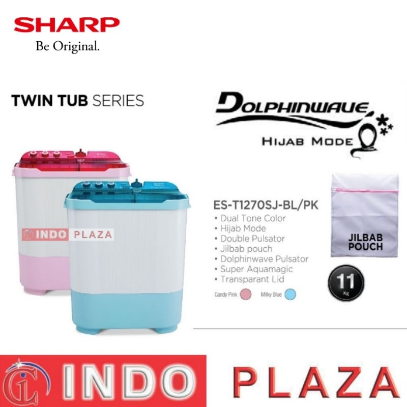 MESIN CUCI SHARP 2 TABUNG 11 Kg ES-T1270 LOW WATT
