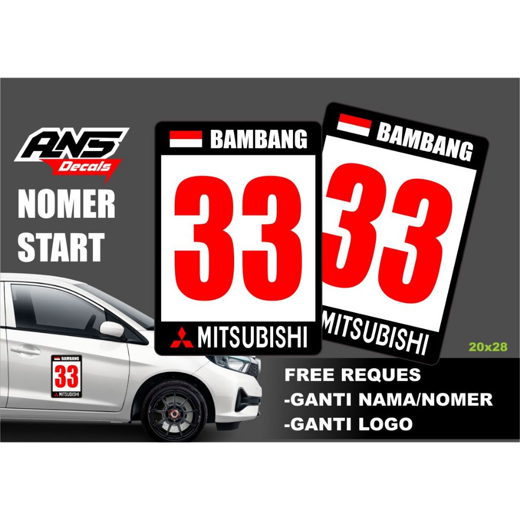 stiker nomor start pintu mobil, stiker mobil nomer start bisa reques stiker mobil