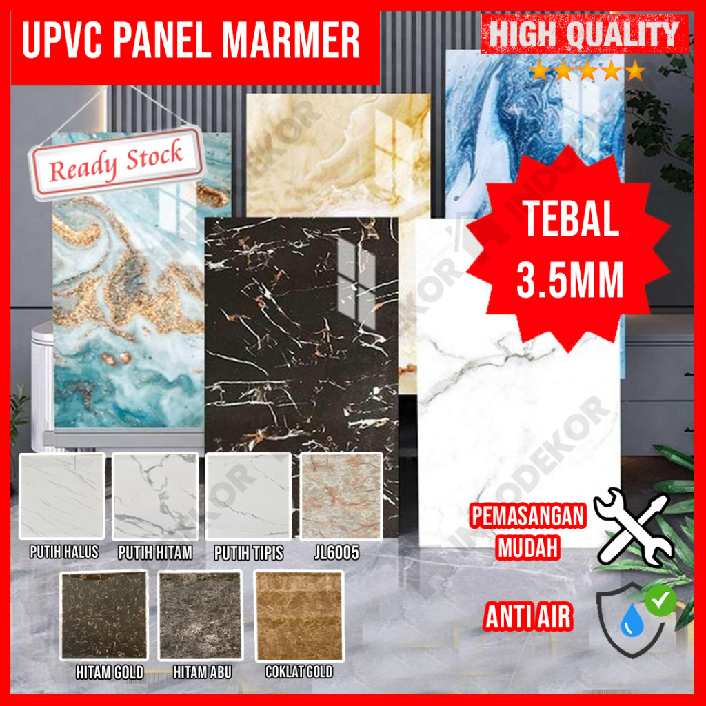 UPVC Marmer Panel Marmer Sheet Backdrop TV Multiplex Pelapis Dinding Dekoratif Pengganti HPL