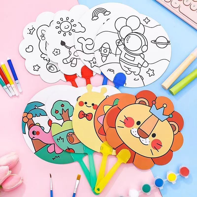 Kipas Anak DIY Mewarnai Kipas Tangan Kerajinan Tangan Anak
