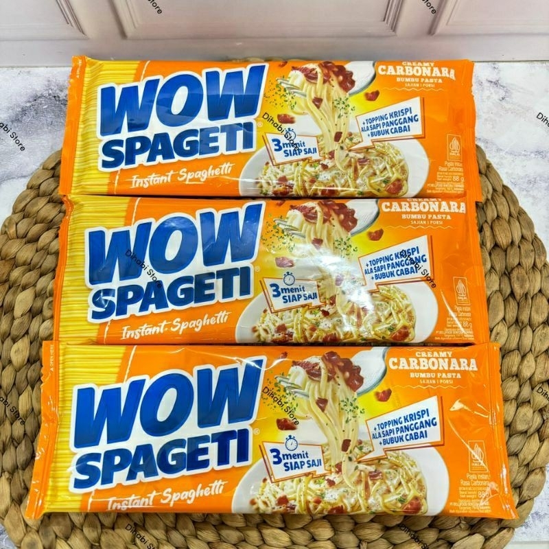 

Mie Wow Spaghetti 84gr Isi 3 pcs/Siap Saji/Mie Instan/Carbonara & Bolognese Random