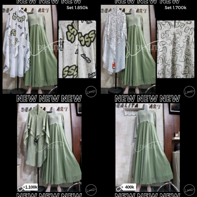 Dealita Dress Sage Green X Sisesa Khimar Limited Pop art