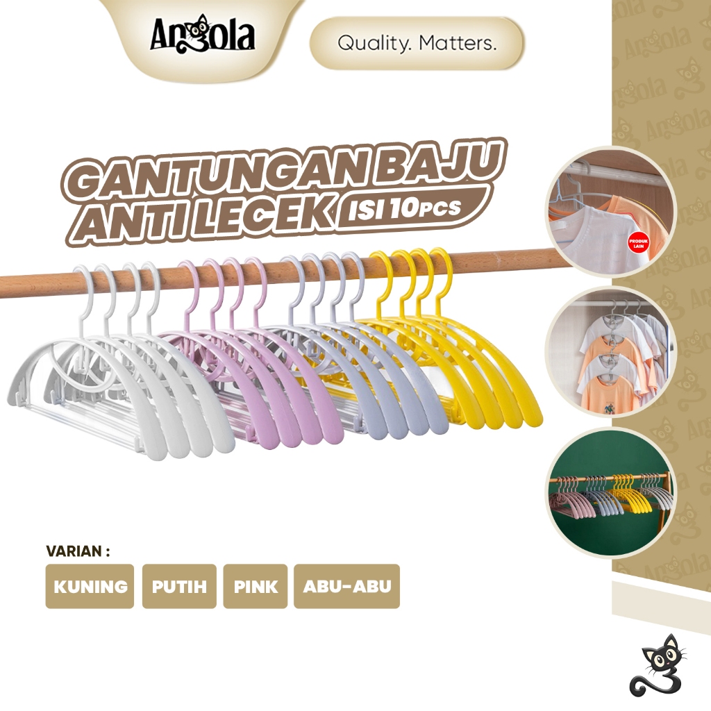 [PATAH KAMI GANTI] ANGOLA Gantungan Hanger Baju Vertikal ISI 10 L02 Hanger Pakaian Mini Hook