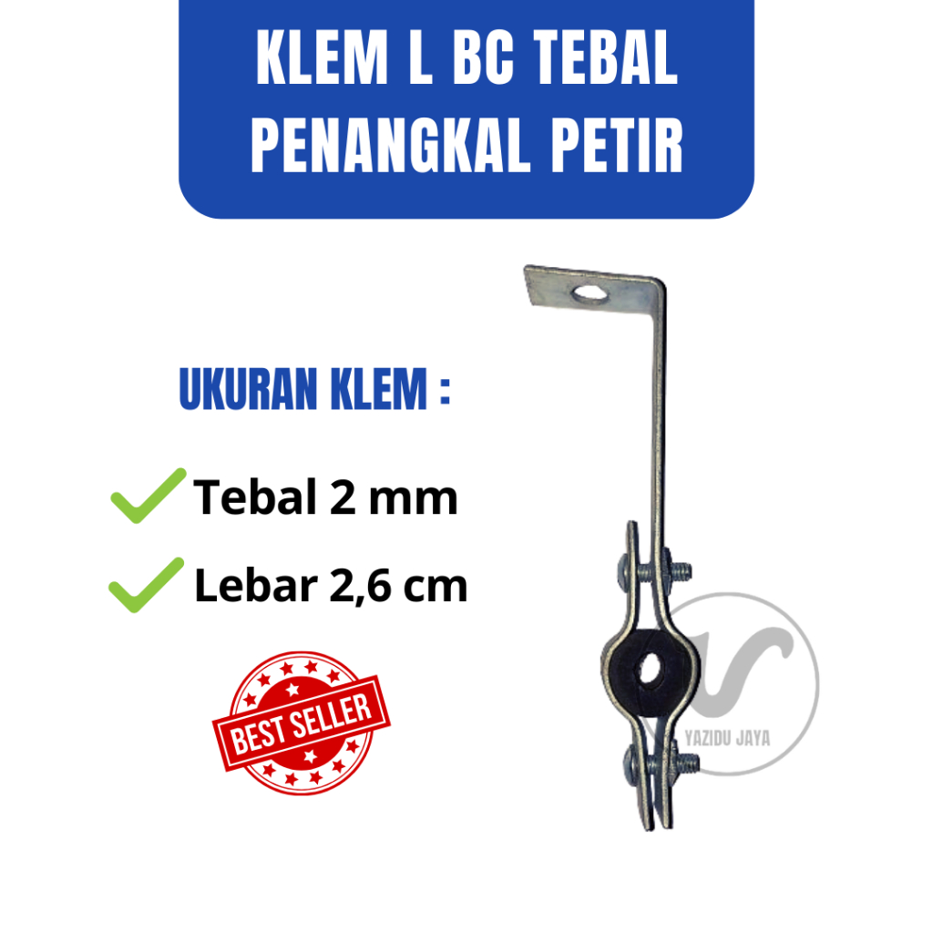 Klem L BC Isolator Kabel Dengan Karet Clamp Clam Clem Penangkal Anti Petir Besi Tebal