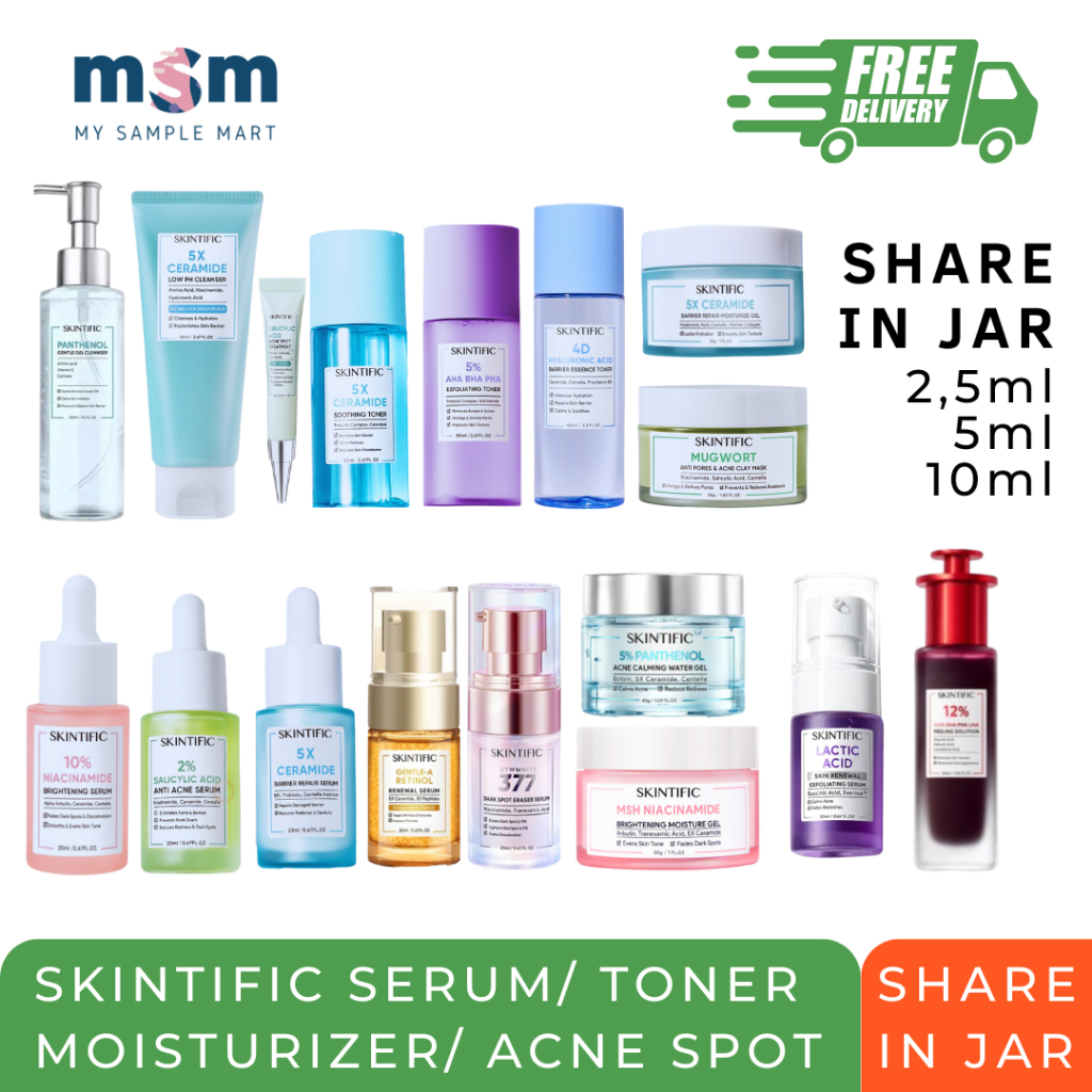 SHARE IN JAR SKINTIFIC LACTIC ACID 2% Salicylic Acid Acne Serum 10% Niacinamide 5X Ceramide Barrier 