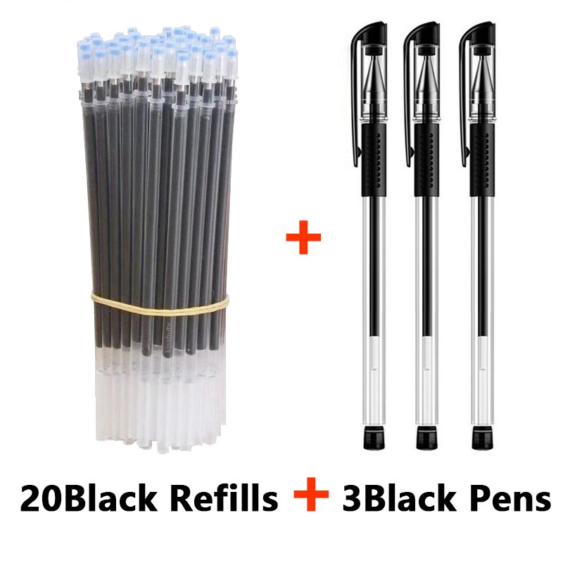 

KISSBUTY Pulpen Gel 0.5mm Isi Ulang dengan Tinta Refill 20 PCS - Black